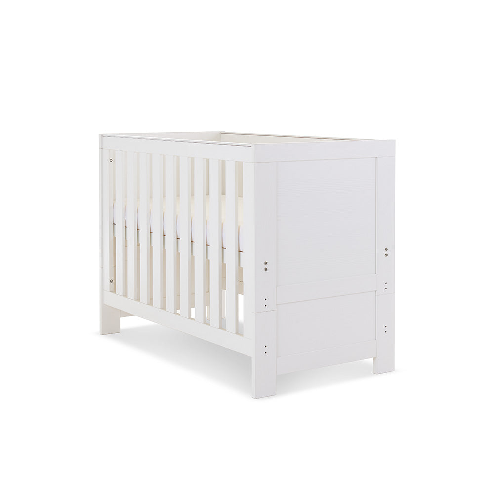 Obaby Nika Mini Cot Bed - White Wash