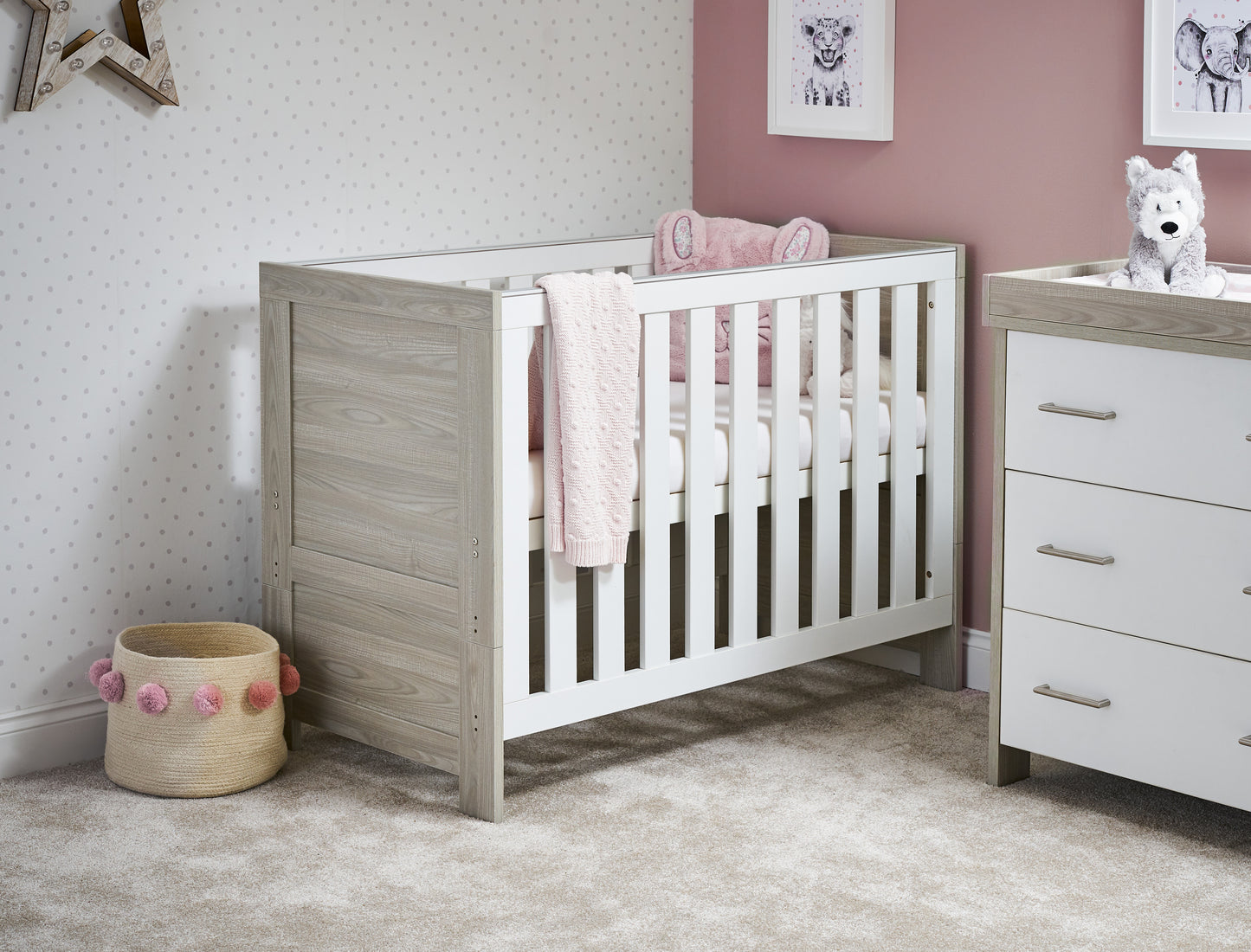 Obaby Nika Mini Cot Bed - Grey Wash