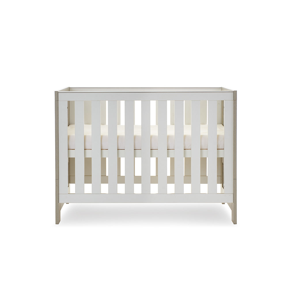 Obaby Nika Mini Cot Bed - Grey wash/ White