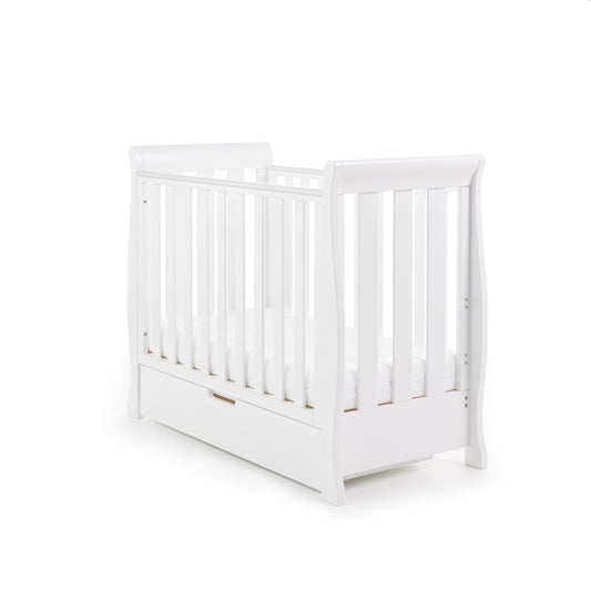 Obaby Stamford Space Saver Sleigh Cot & Sprung Mattress - White