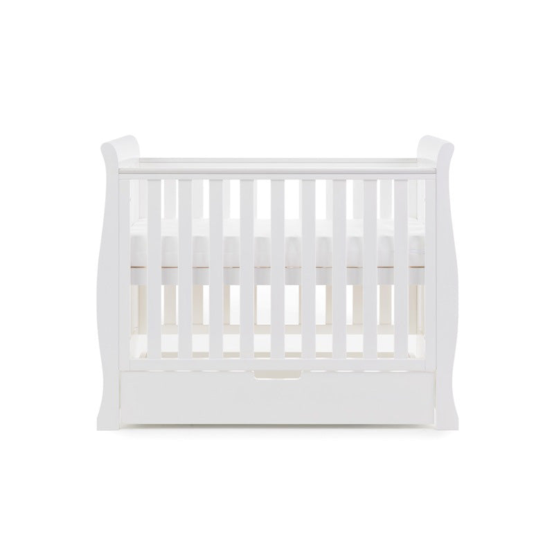 Obaby Stamford Space Saver Sleigh Cot & Sprung Mattress - White