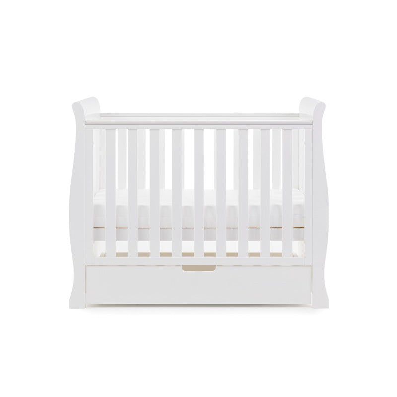 Obaby Stamford Space Saver Sleigh Cot & Sprung Mattress - White