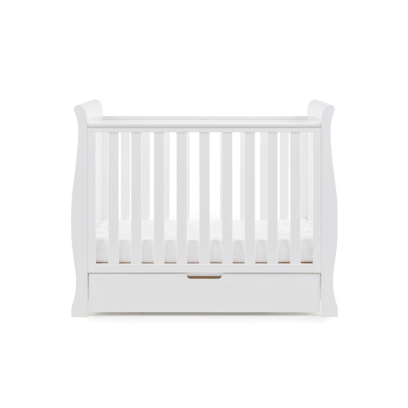 Obaby Stamford Space Saver Sleigh Cot & Sprung Mattress - White