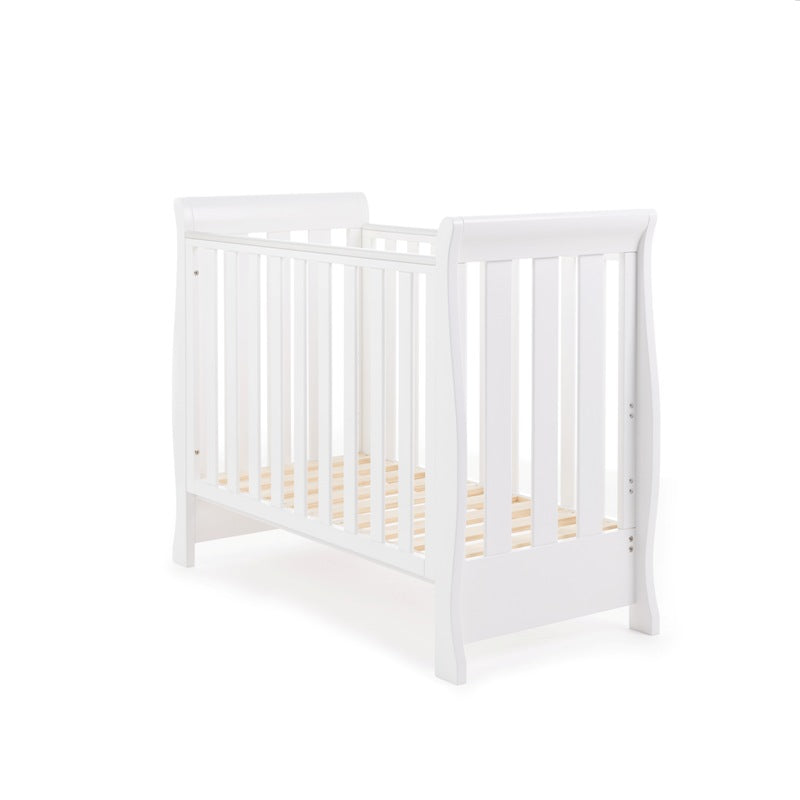 Obaby Stamford Space Saver Sleigh Cot & Sprung Mattress - White