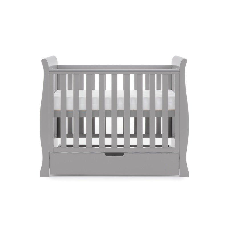 Obaby Stamford Space Saver Sleigh Cot & Sprung Mattress - Warm Grey