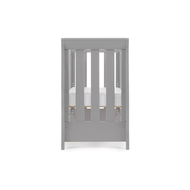 Obaby Stamford Space Saver Sleigh Cot & Sprung Mattress - Warm Grey