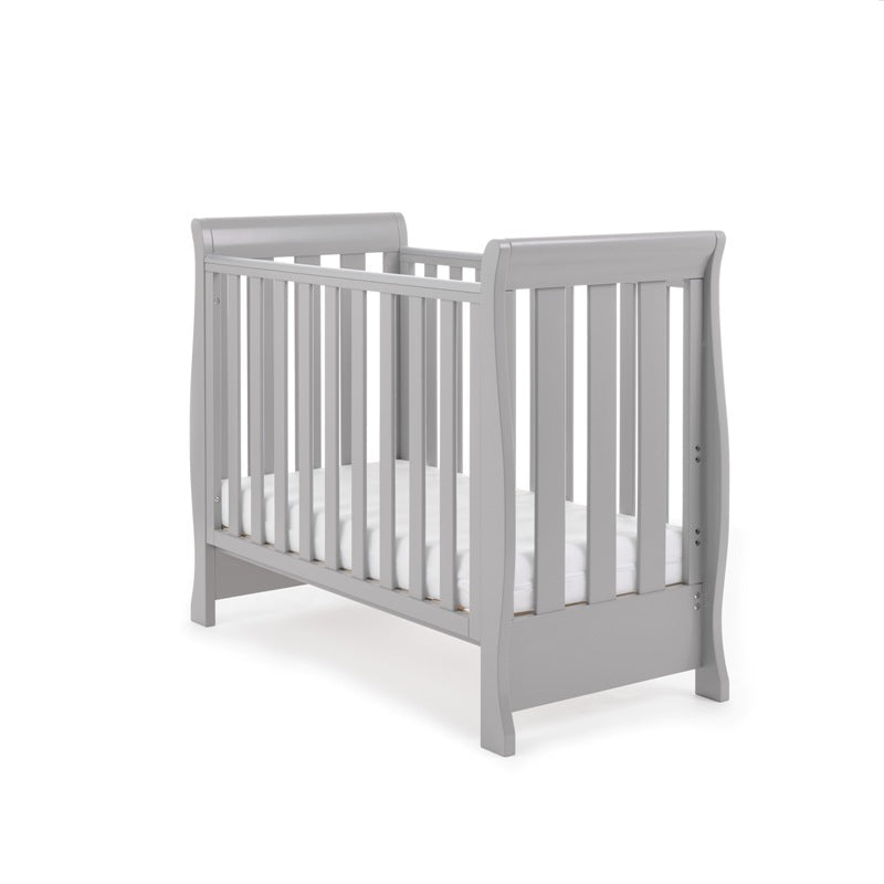 Obaby Stamford Space Saver Sleigh Cot & Sprung Mattress - Warm Grey