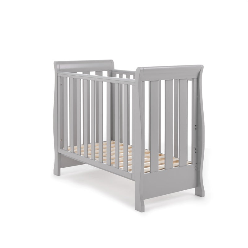 Obaby Stamford Space Saver Sleigh Cot & Sprung Mattress - Warm Grey