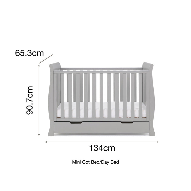 Obaby Stamford Mini Sleigh Cot Bed - Warm Grey