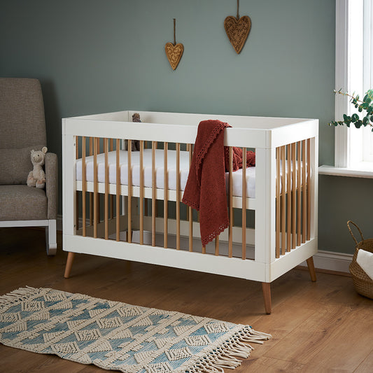 Obaby Maya Mini Cot Bed - White with Natural