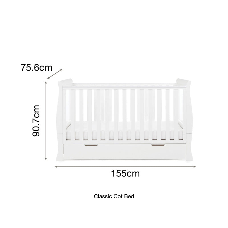 Obaby Stamford Classic Sleigh Cot Bed - White