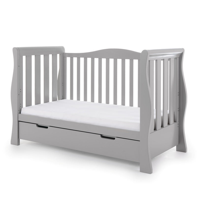 Obaby Stamford Luxe Sleigh Cot Bed - Warm Grey