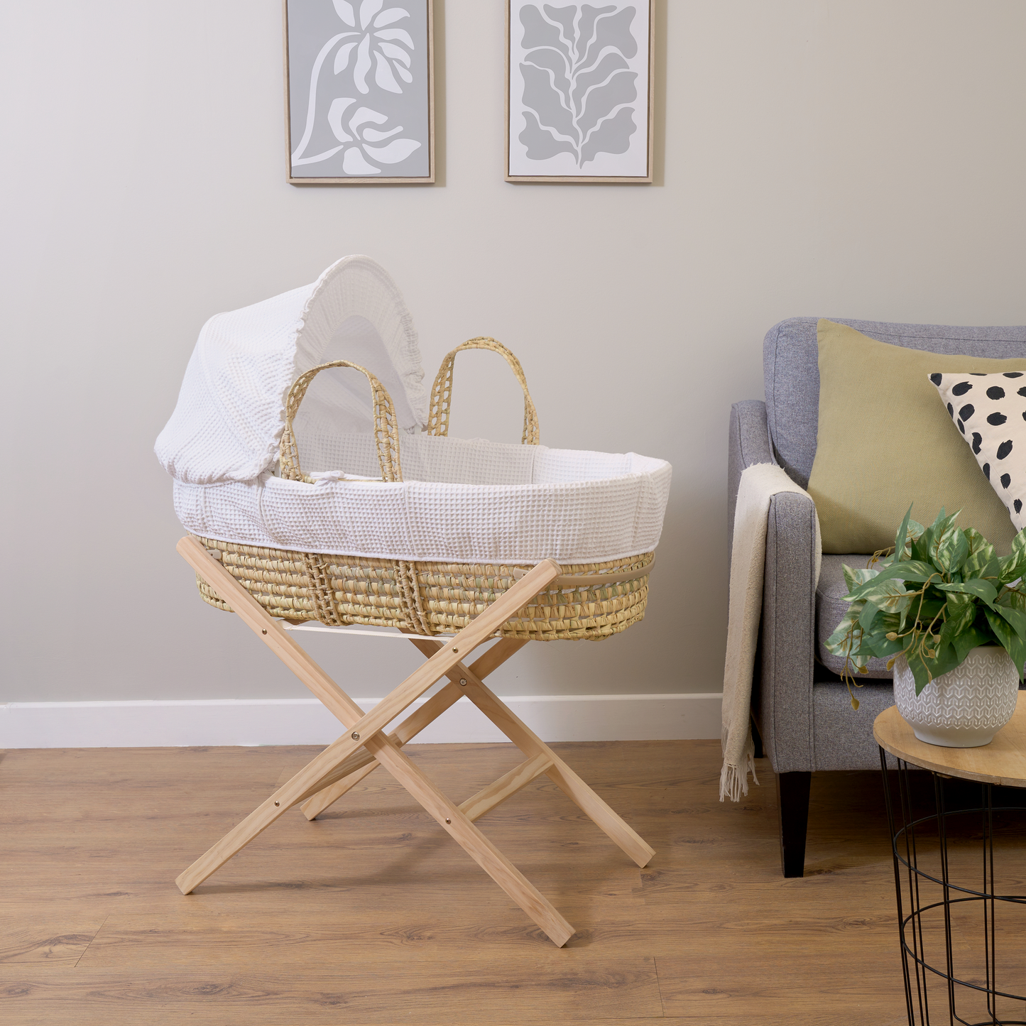 Claire De Lune Waffle Palm Moses Basket