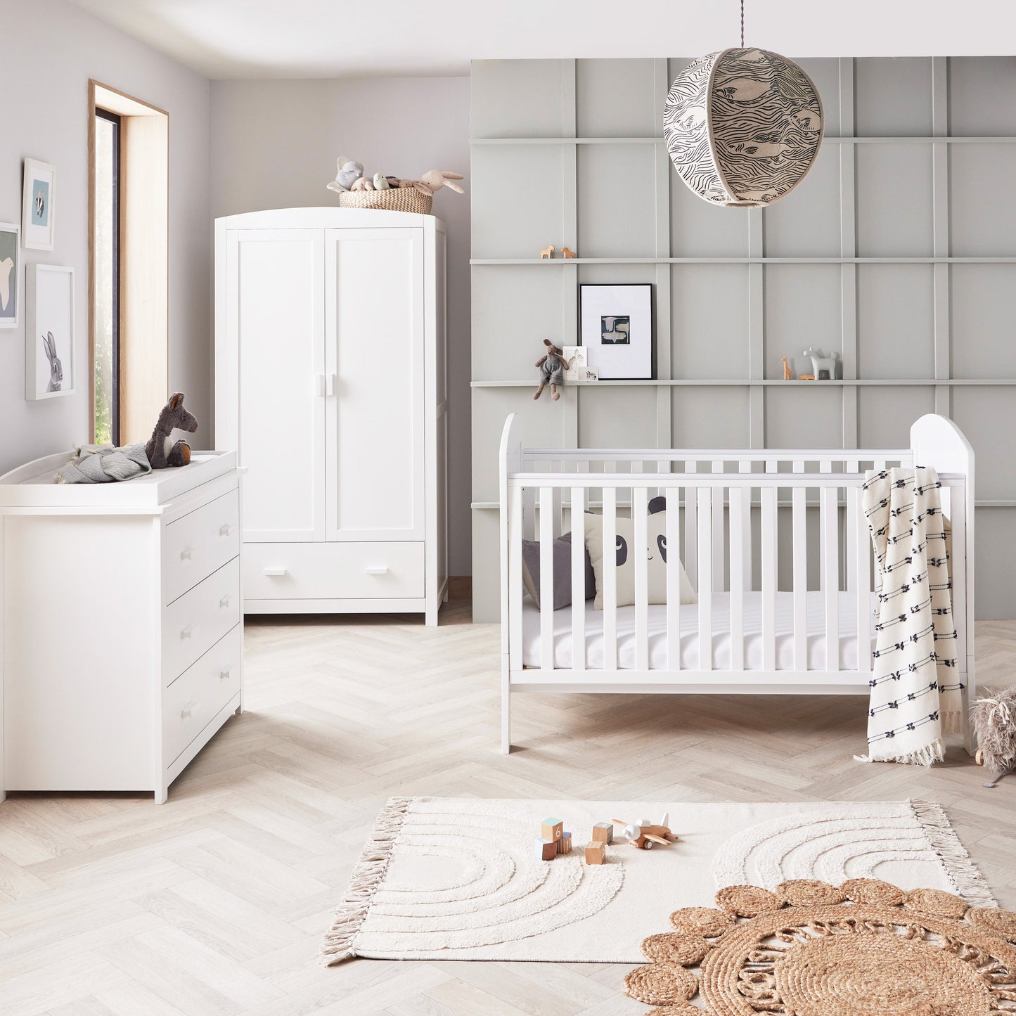 Babymore Aston 3 Piece Nursery Room Set - Grey