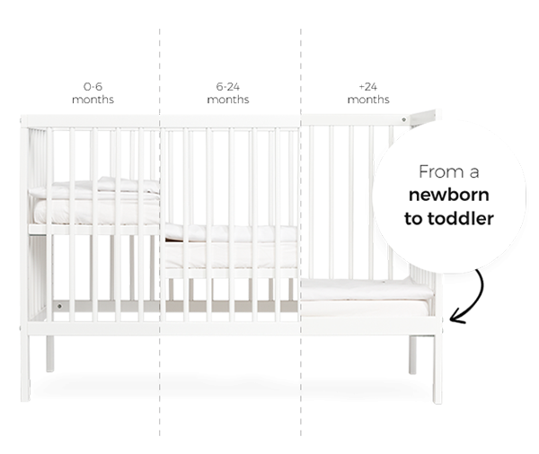 moKee Midi Cot Bed - White Beech