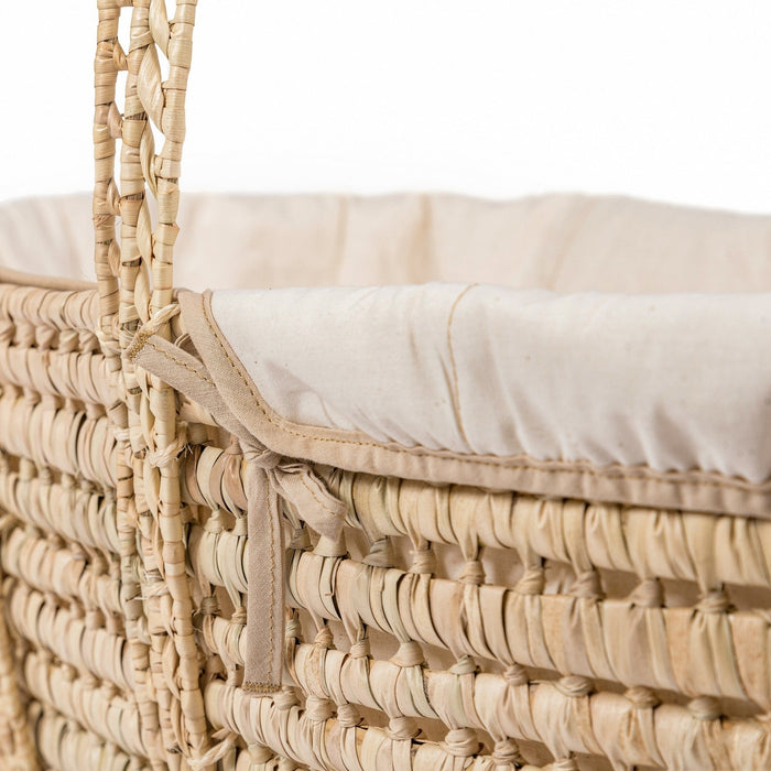 Clair De Lune Organic Palm Moses Basket with Natural Rocking Stand - Cream