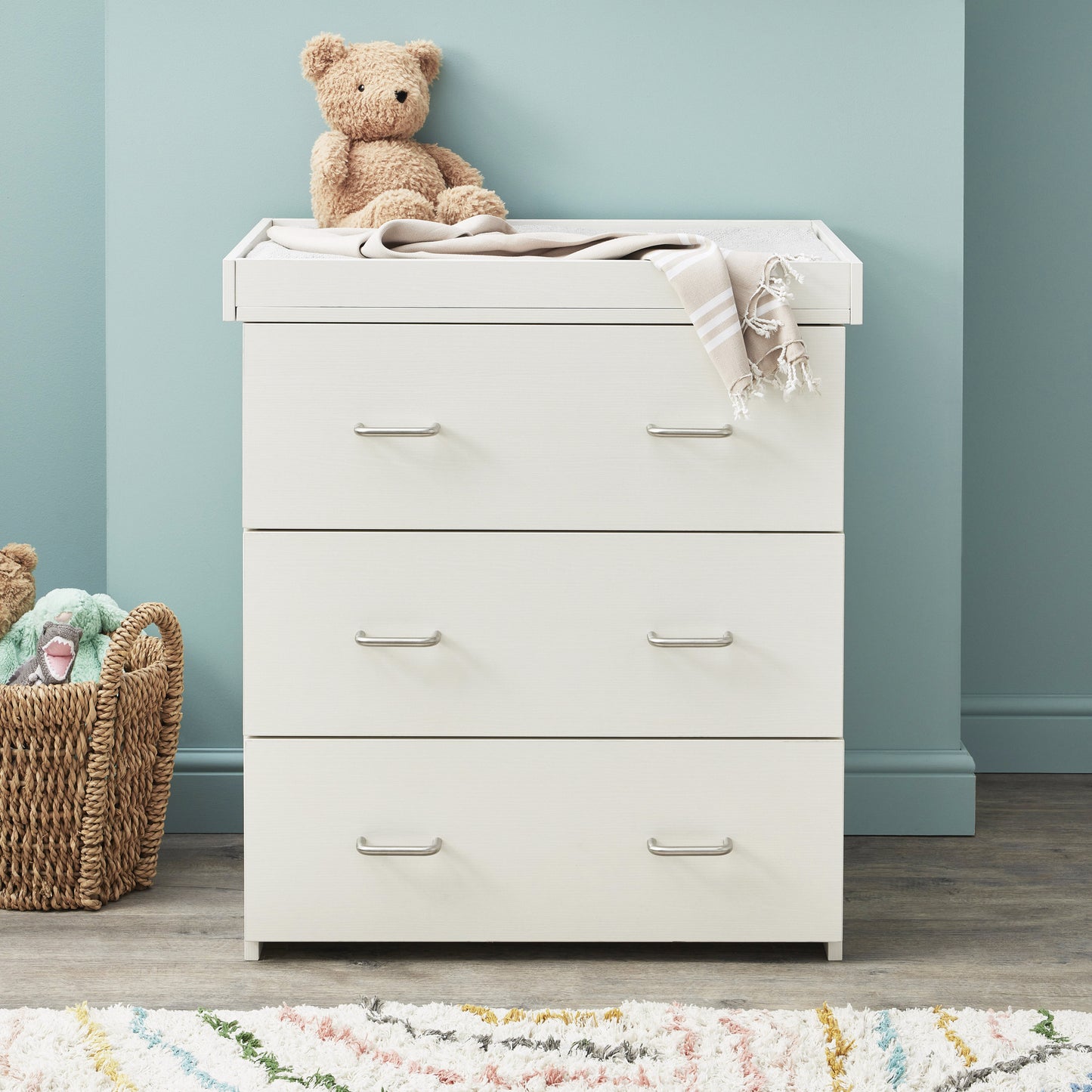 Babymore Caro 3 Piece Nursery Room Set - White Wash