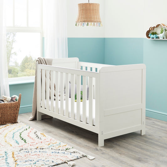 Babymore Caro Cot Bed - White Wash