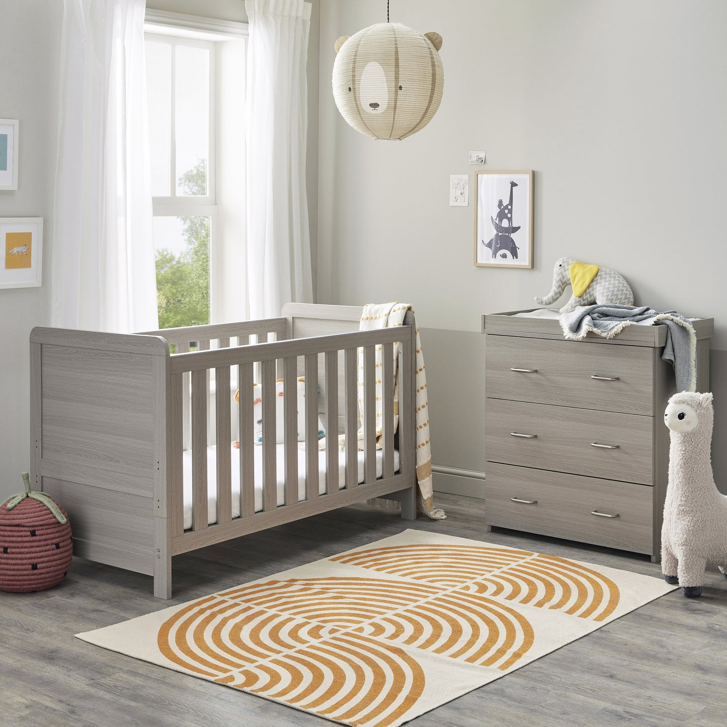 Babymore Caro 2 Piece Nursery Room Set - White Wash