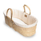 Clair De Lune Organic Palm Moses Basket with Natural Rocking Stand - White