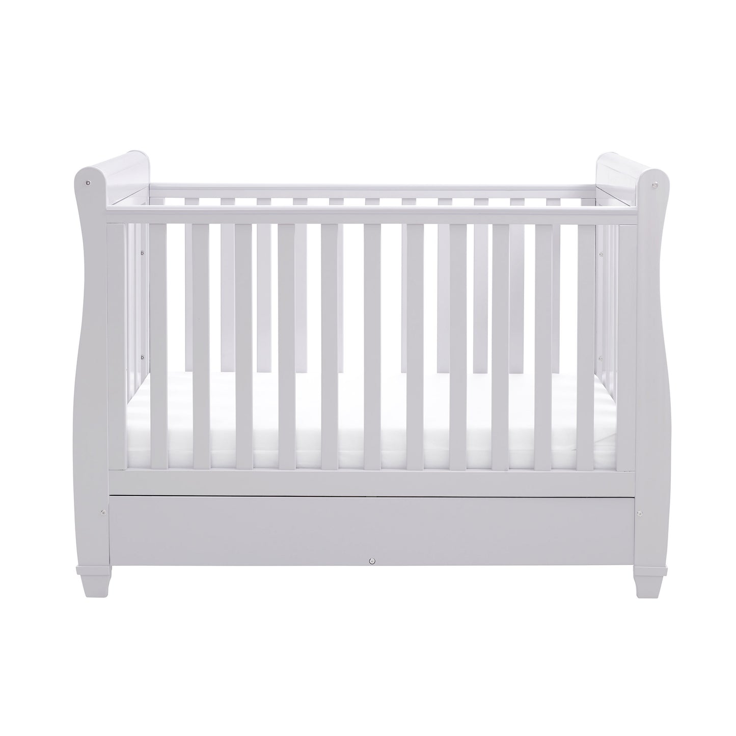 Babymore Eva Sleigh Cot Bed Drop Side with Drawer - Grey