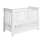 Babymore Eva Sleigh Cot Bed Drop Side with Drawer - White