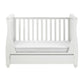 Babymore Eva Sleigh Cot Bed Drop Side with Drawer - White