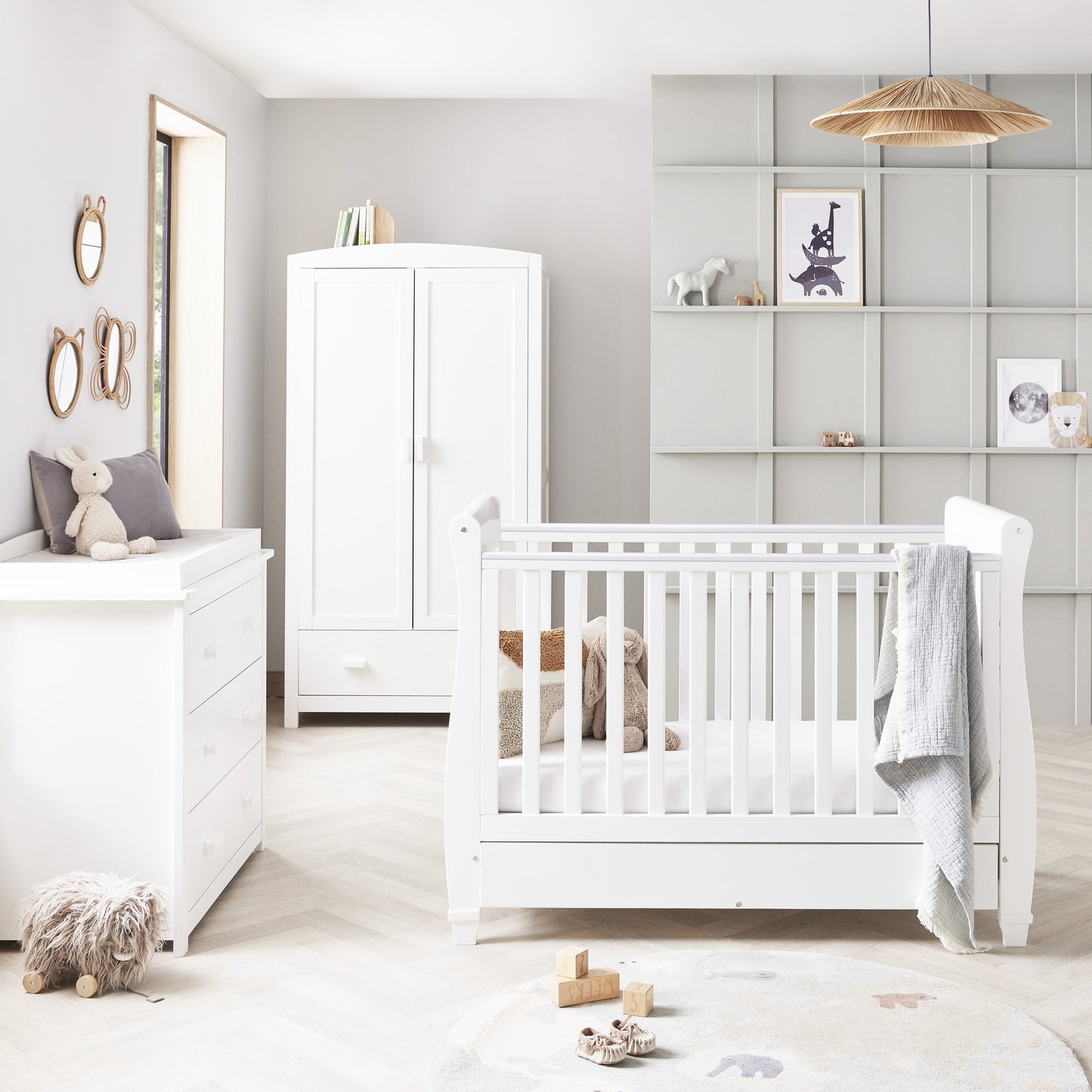 Babymore Eva 3 Piece Nursery Room Set - Grey