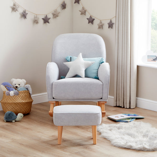 Babymore Freya Nursing Chair & Stool - Off White Boucle