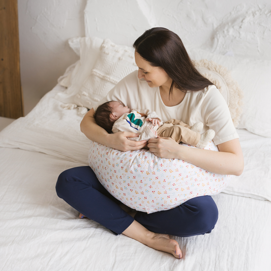 Minicamp Nursing and Pregnancy Pillow in C-Shape With Organic Cover and Natural Kapok Filling in Milk White