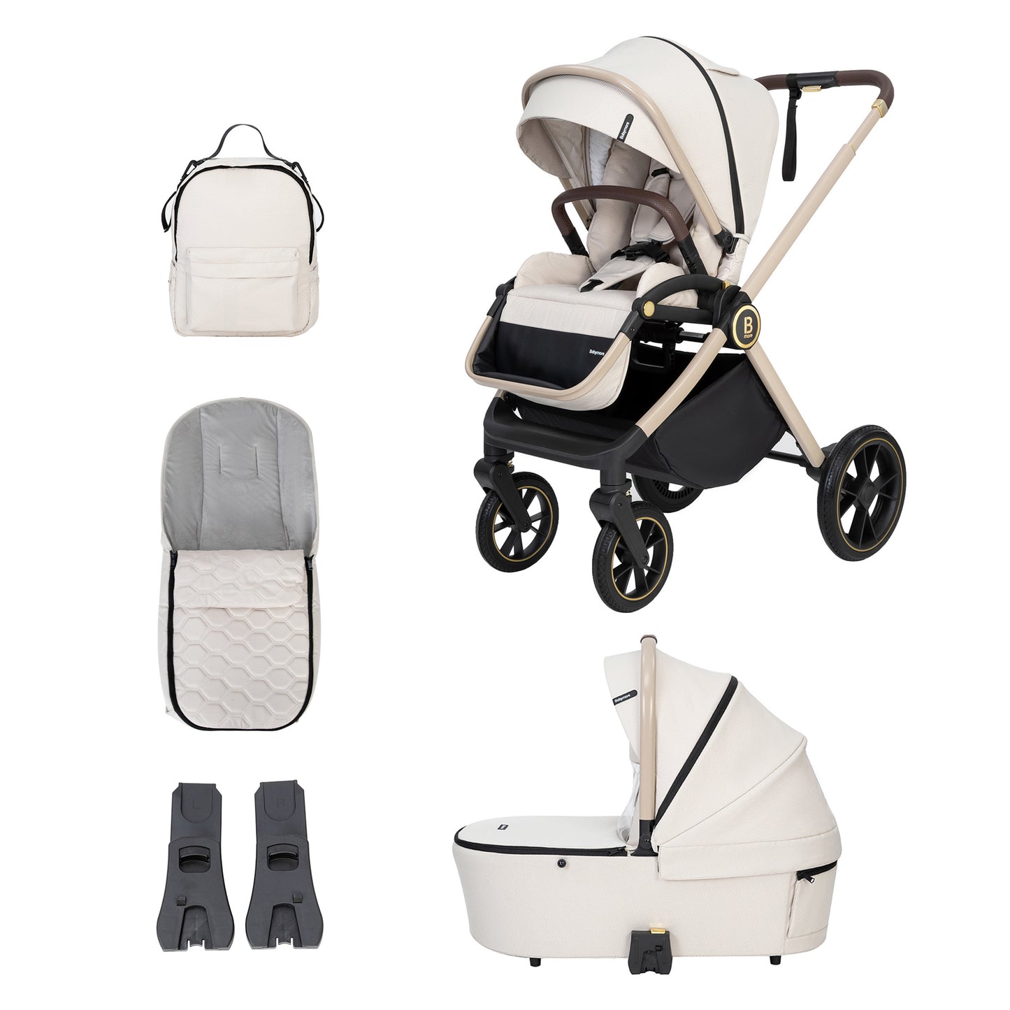 Babymore Kai Pram Pushchair - Sandstone