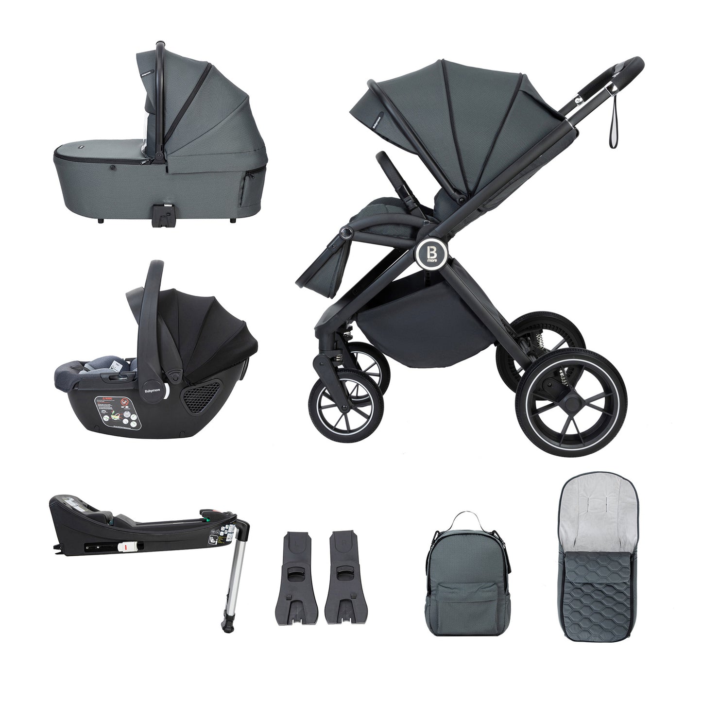 Babymore Kai Pram Pushchair - Forest Grey