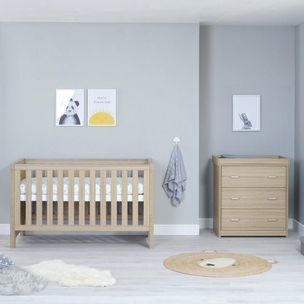 Babymore Luno 2 Piece Nursery Room Set - Oak