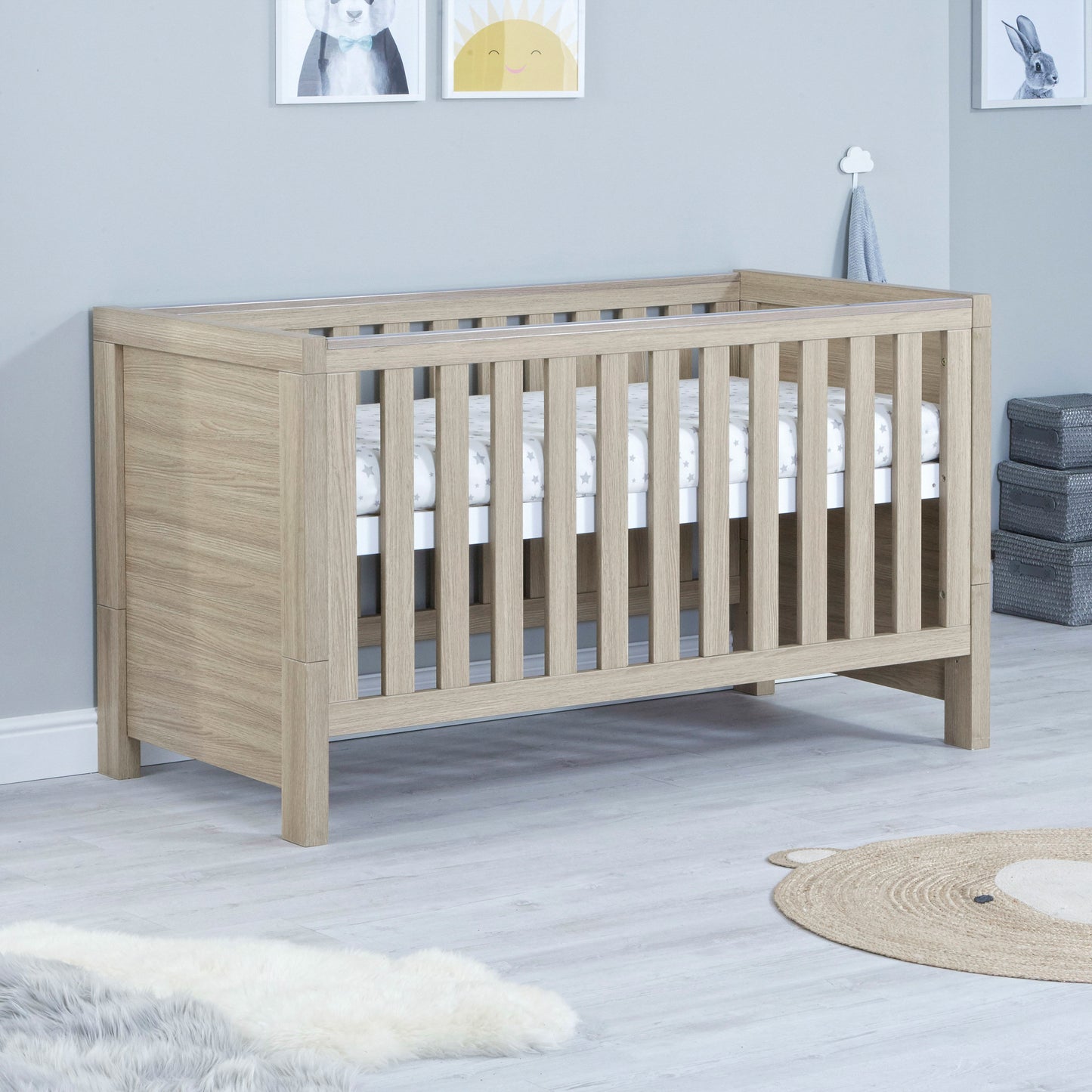 Babymore Luno 2 Piece Nursery Room Set - Oak