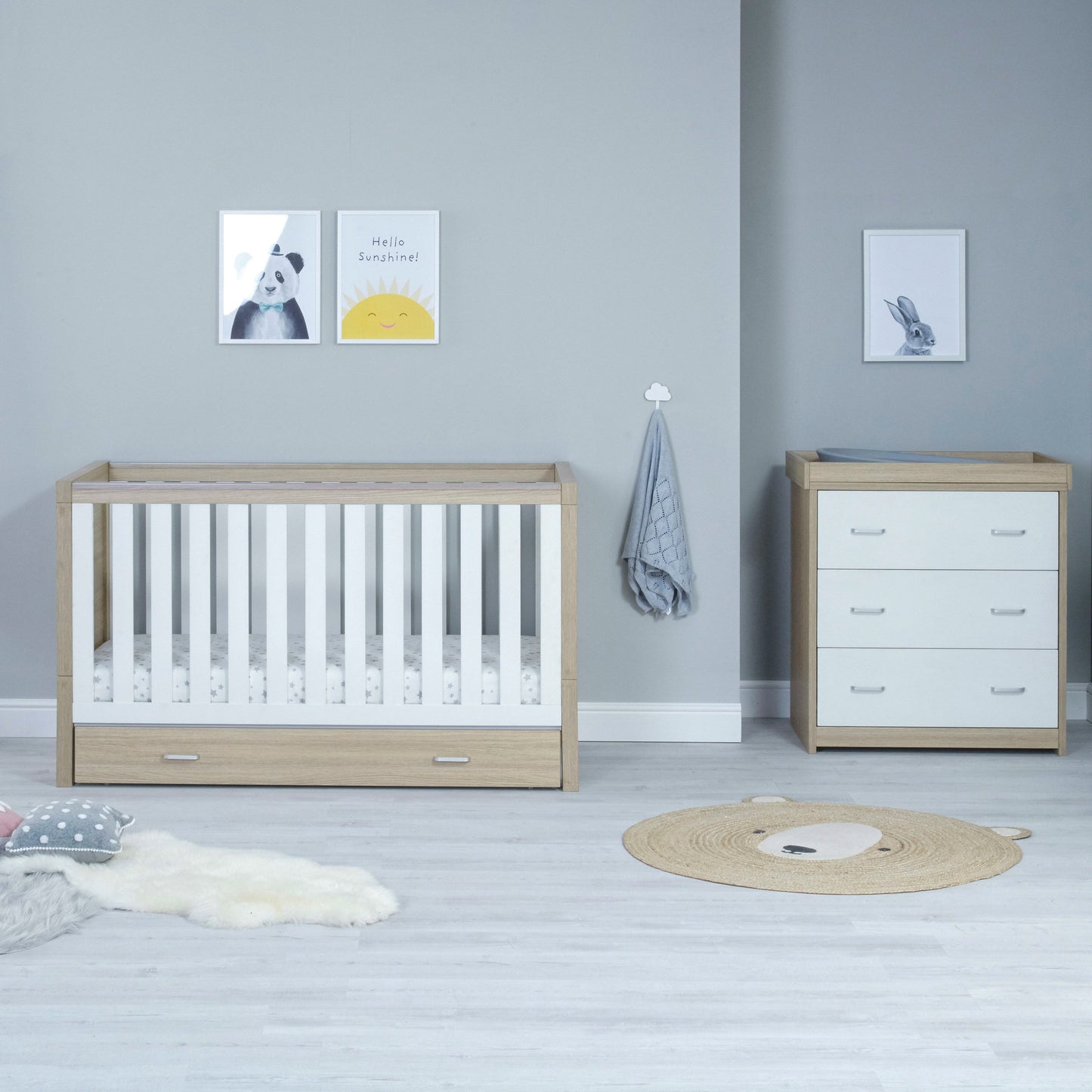 Babymore Luno 2 Piece Nursery Room Set with Drawer