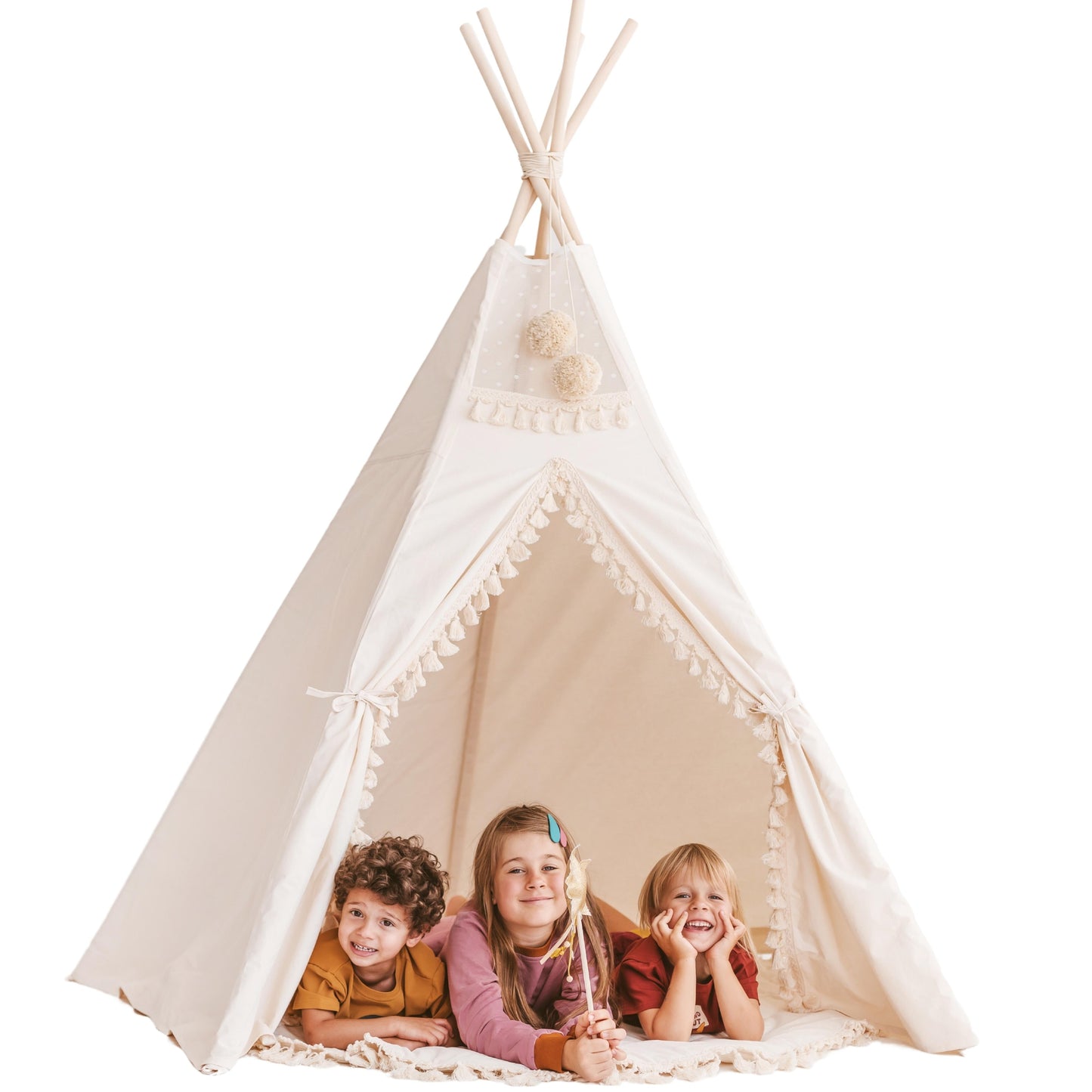 Minicamp Extra Large Indoor Teepee Tent With Tassels Decor - Boho Style