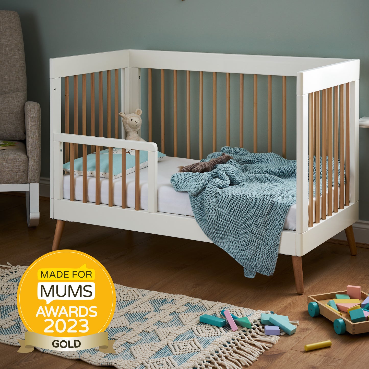 Obaby Maya Mini Cot Bed - White with Natural