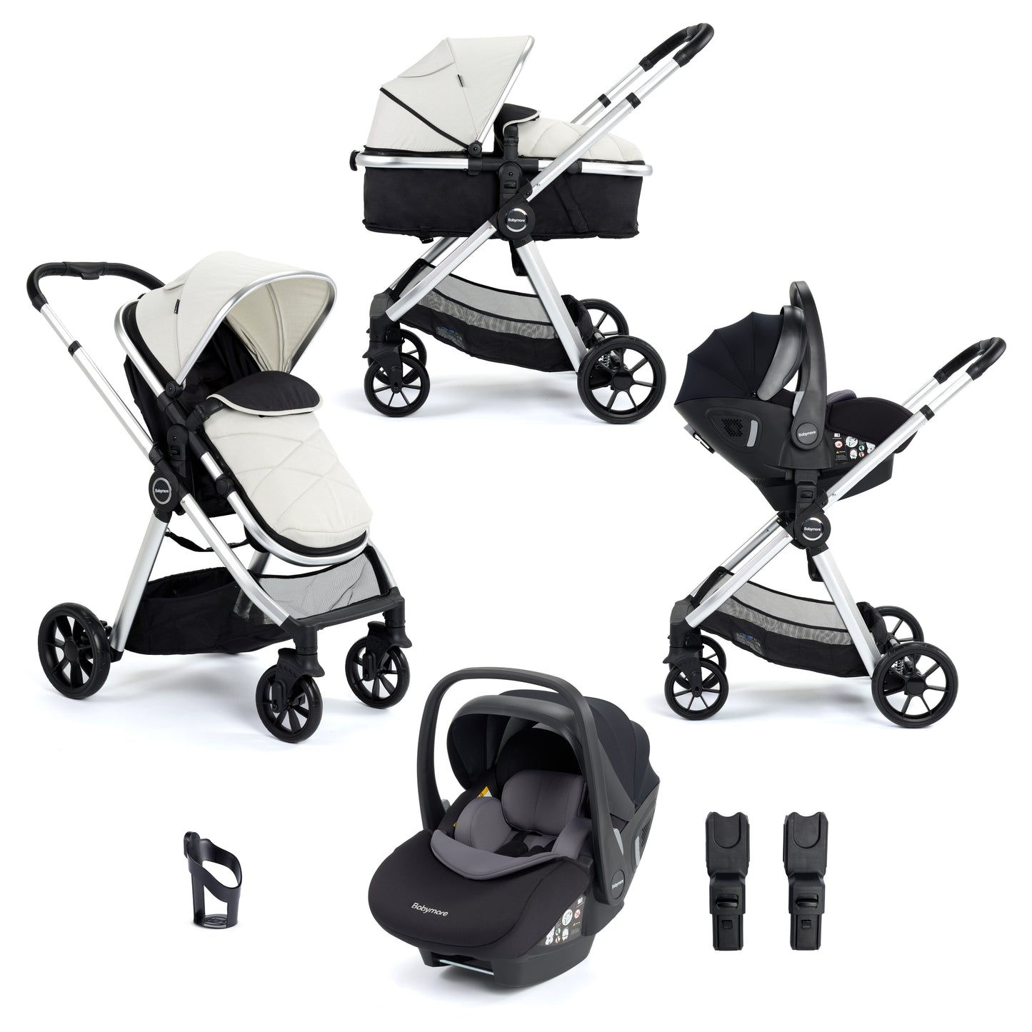 Babymore Mimi Pram Pushchair - Silver