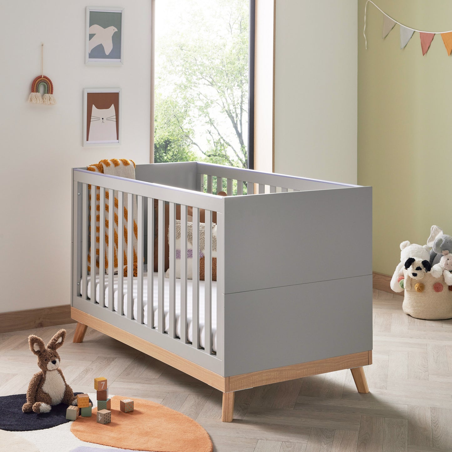 Babymore Mona Cot Bed - Grey