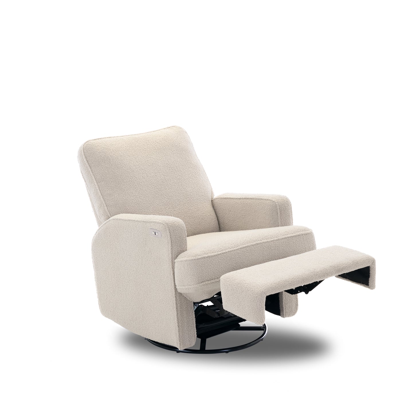 Madison Electric Swivel Glider Recliner Chair - Teddy Fabric Ivory