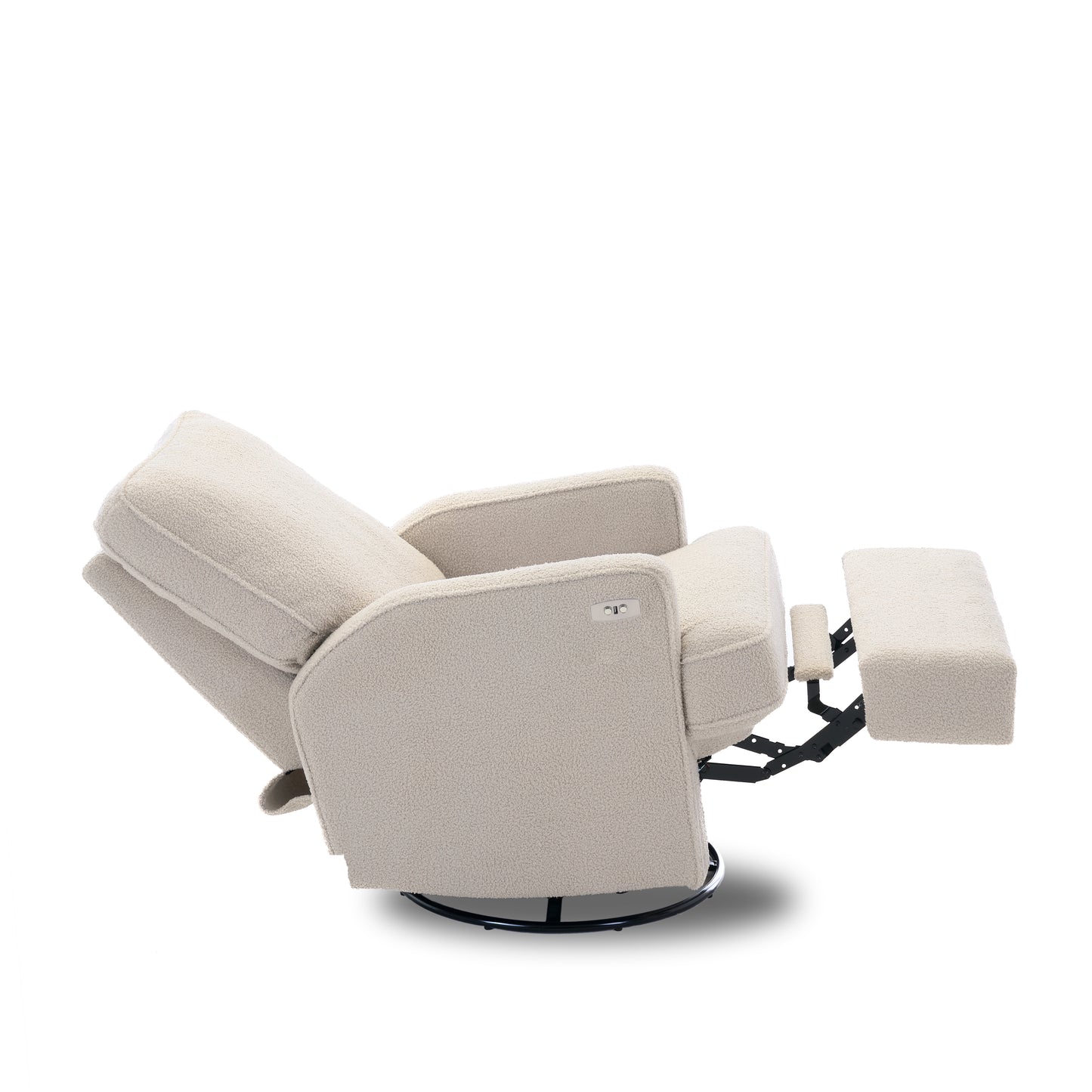 Madison Electric Swivel Glider Recliner Chair - Teddy Fabric Ivory