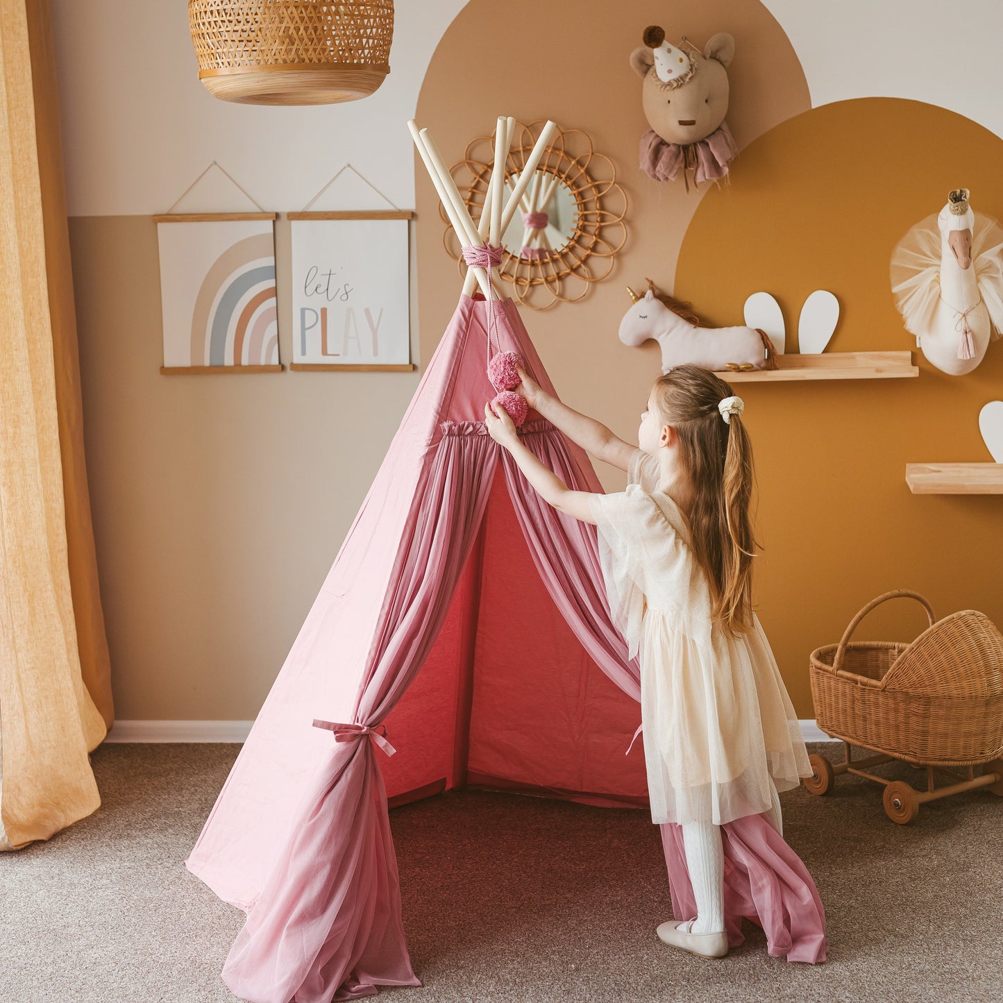 MINICAMP Fairy Kids Play Tent With Tulle in Rose