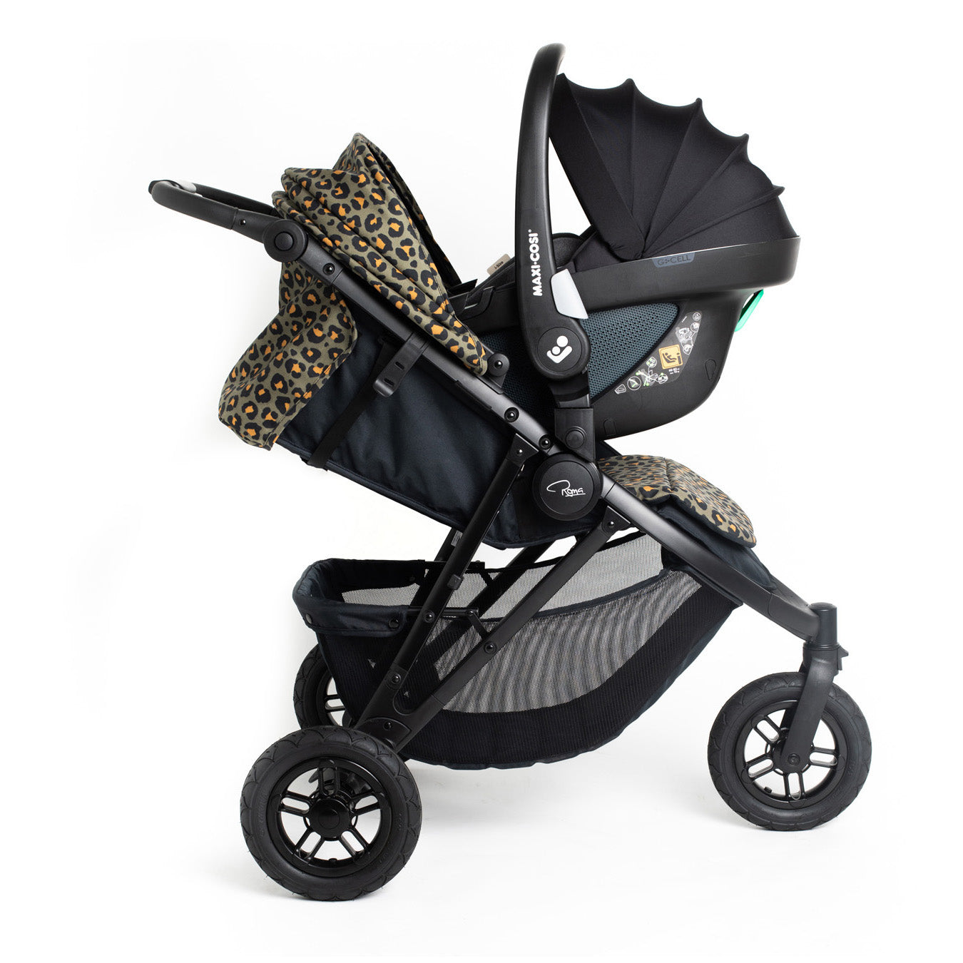 Roma Atlas 3 Wheel Pram - Khaki Leopard