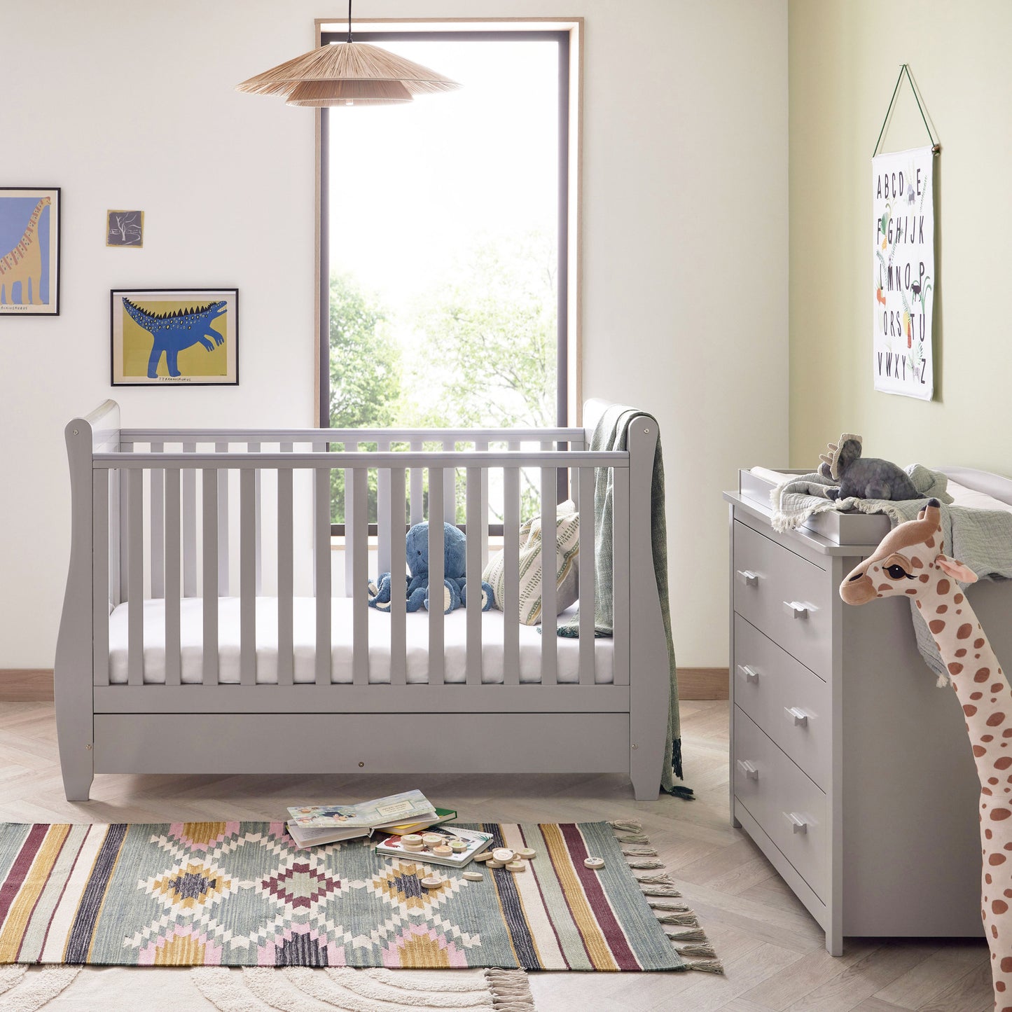 Babymore Stella Sleigh 2 Piece Nursery Room Set - White