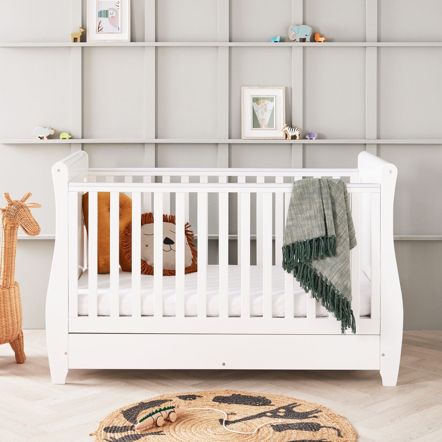 Babymore Stella Sleigh 2 Piece Nursery Room Set - White