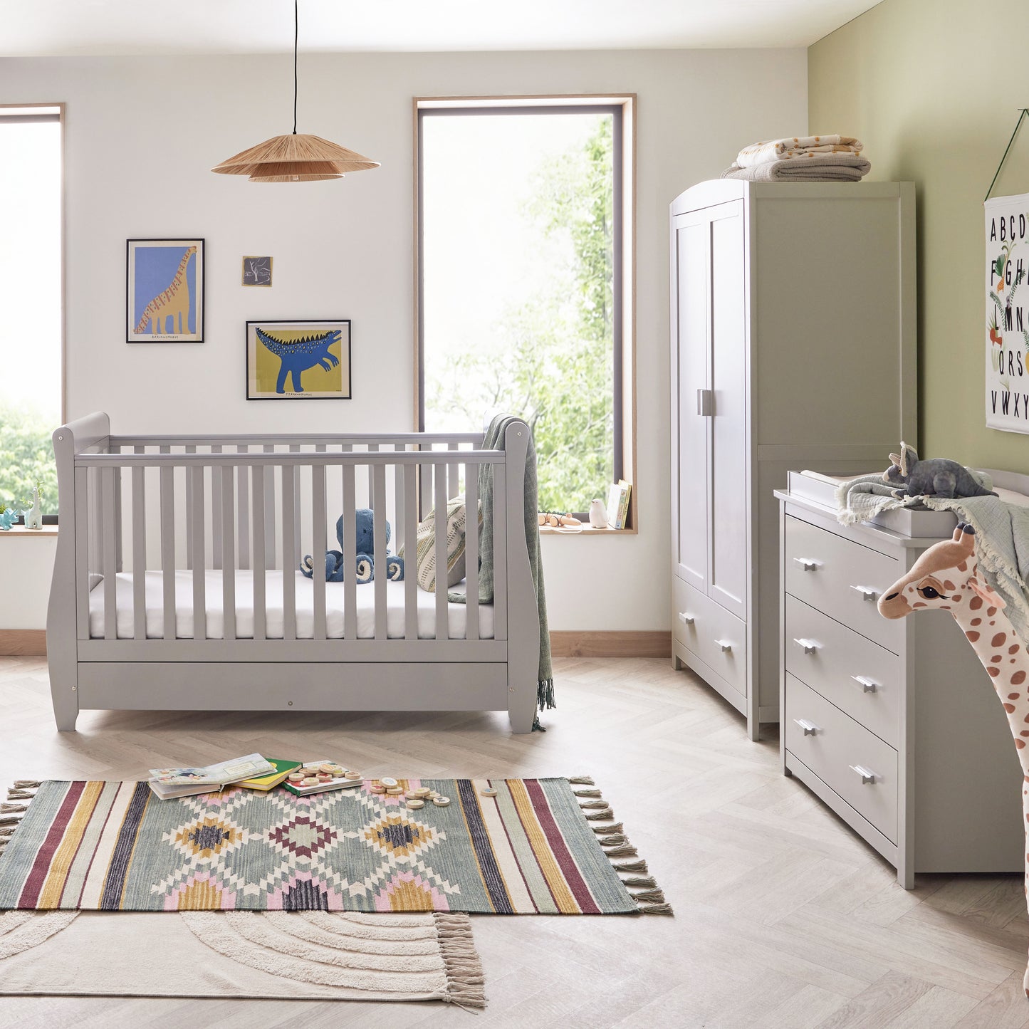 Babymore Stella 3 Piece Nursery Room Set - Grey