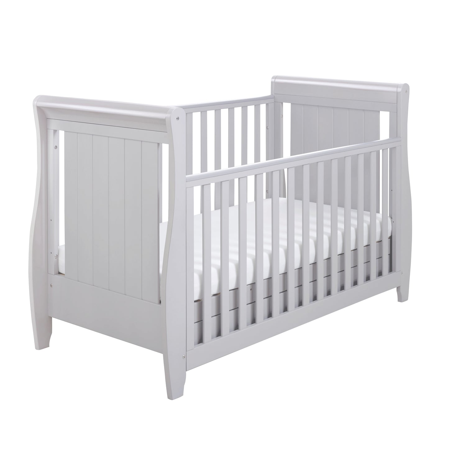 Babymore Stella Sleigh Cot Bed Drop Side with Drawer - Grey