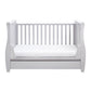 Babymore Stella Sleigh Cot Bed Drop Side with Drawer - Grey