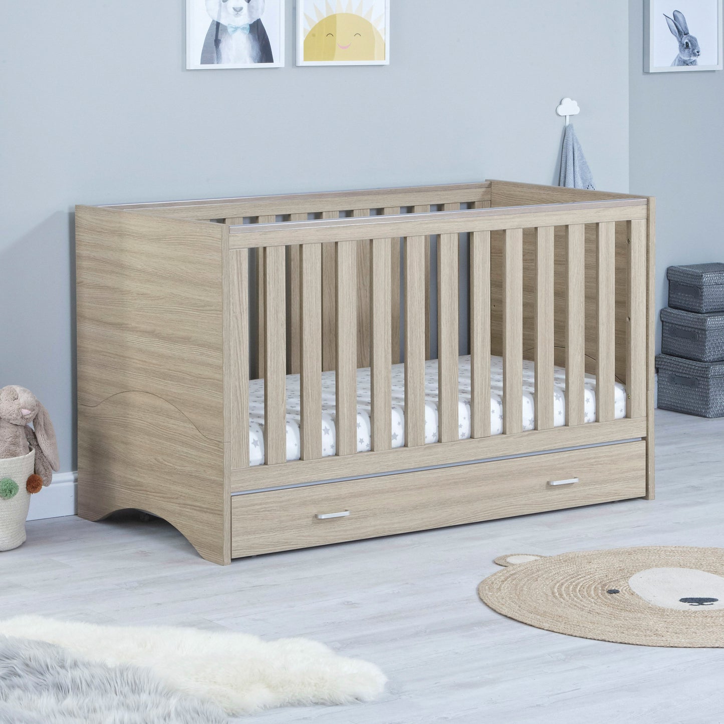 Babymore Veni Cot Bed - Oak