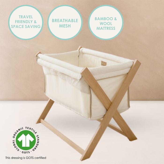 Clair De Lune Organic Folding Crib - Sage